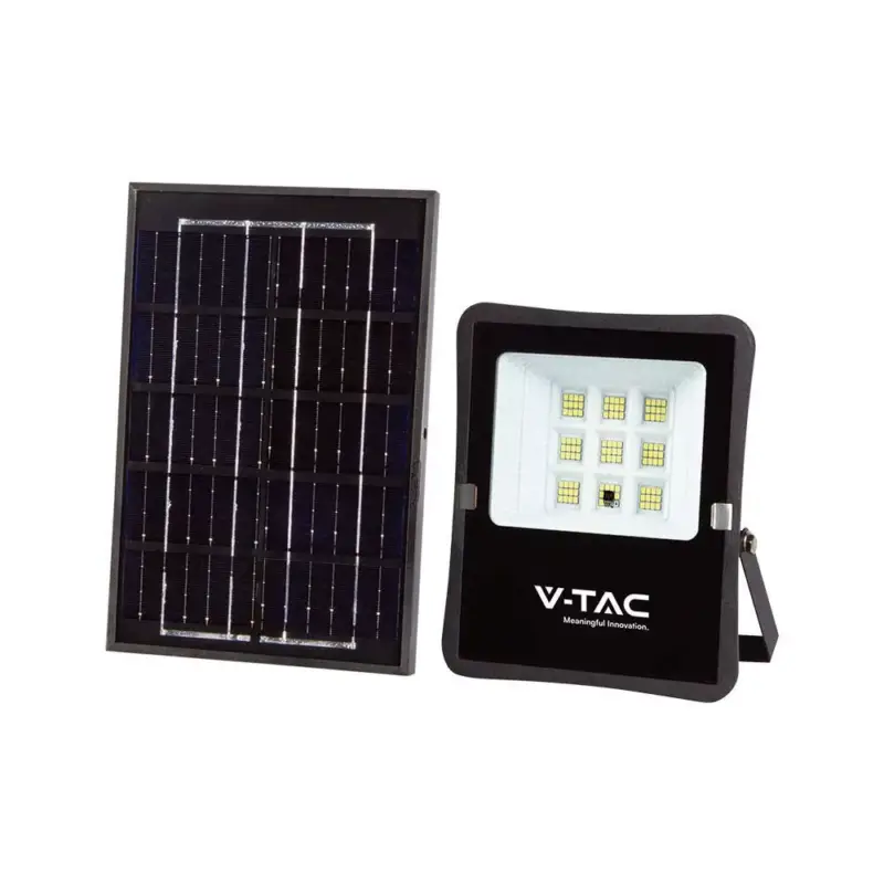Ajánlat V-TAC 6W LED napelemes (SOLAR) reflektor távirányítóval 120° 4000K fekete házas- 6965
