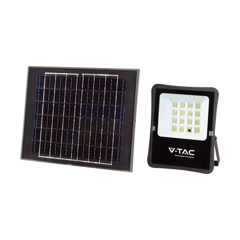 V-TAC 16W LED napelemes (SOLAR) reflektor távirányítóval 120° 4000K fekete házas- 6969 Ne maradj le