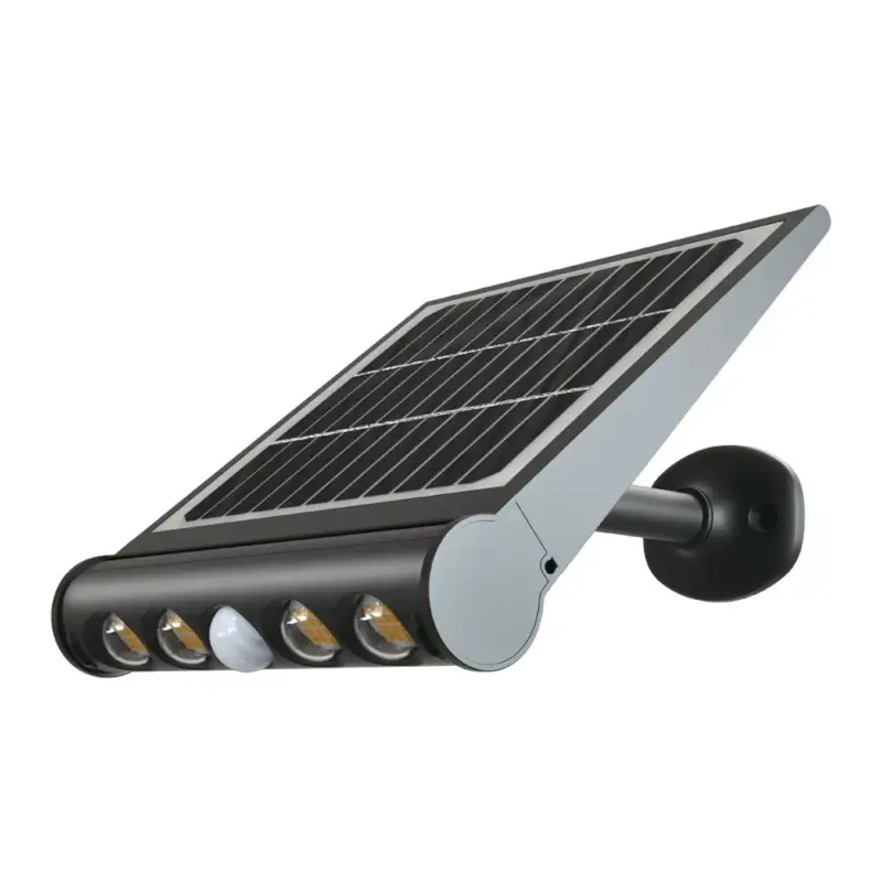 Korlátozott ajánlat V-TAC 8W LED napelemes (SOLAR) mozgásérzékelős fali lámpa 120° 4000K fekete házas- 6849
