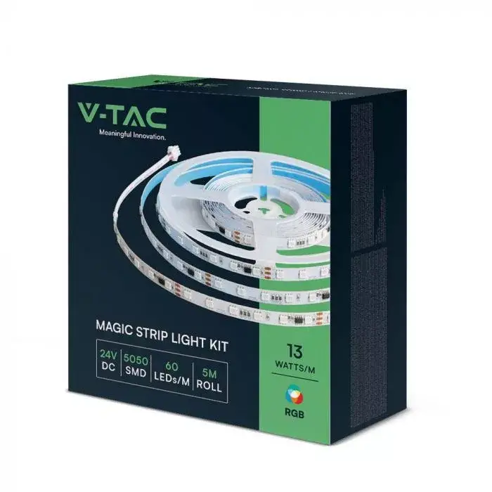 V-TAC Okos magic RGB LED szalag szett SMD5050 60LED/M 13W/M 24V IP65 RGB - 23146 Azonnal elérhető