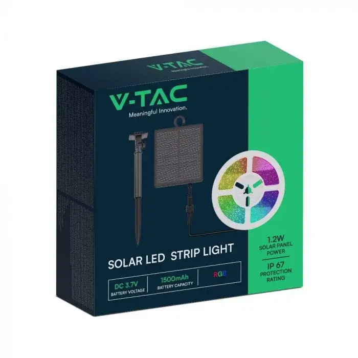 V-TAC Szolár napelemes RGB LED szalag szett IP67 RGB - 23046 Kihagyhatatlan ajánlat