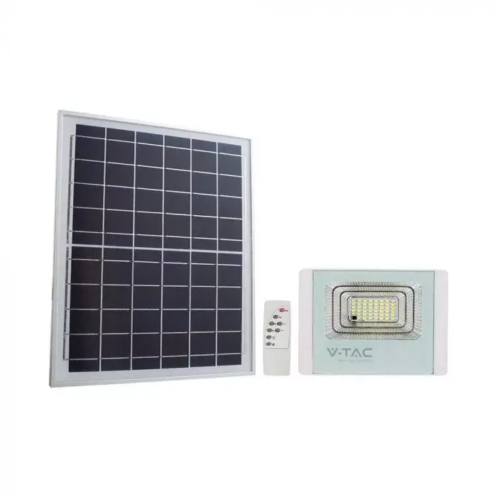 Árengedmény V-TAC 50W LED napelemes (SOLAR) reflektor távirányítóval 120° 4000K Fehér házas- 10415