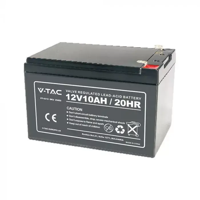 V-TAC 12V 10Ah ólomsavas akkumulátor T2-es csatlakozóval - 23452 Újdonság