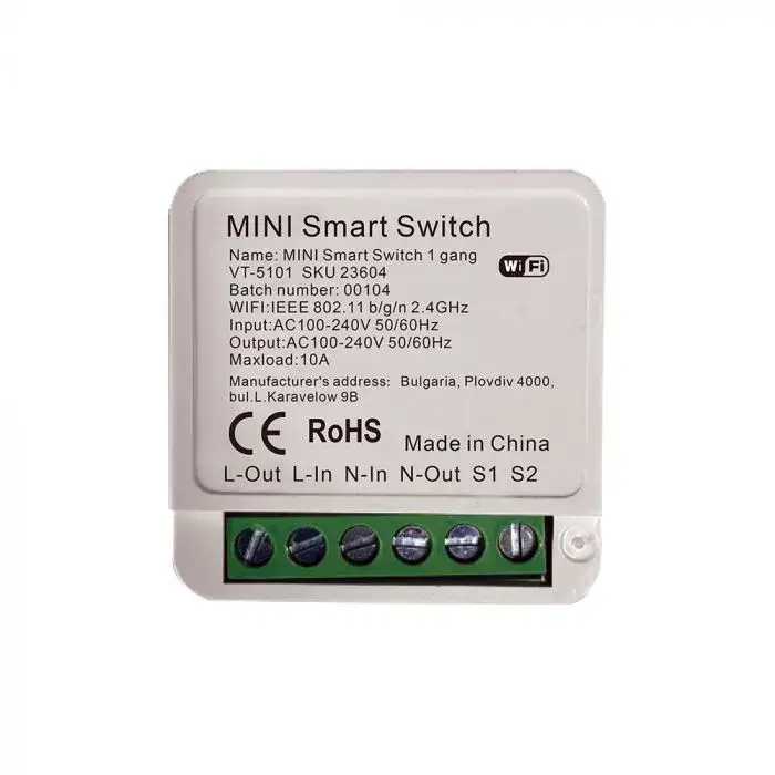 V-TAC MINI Online kapcsoló 1 gang, Amazon Alexa & Google Home kompatibilis - 23604 Kiárusítás