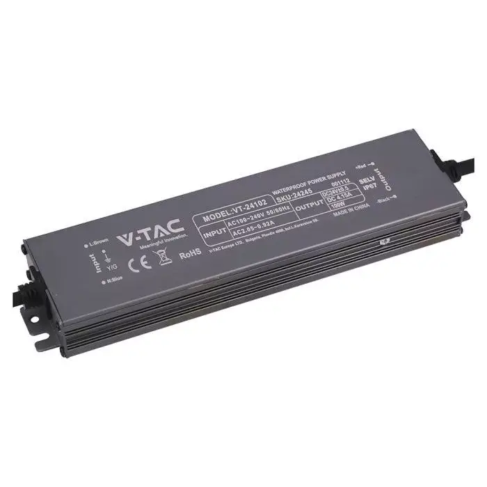 V-TAC LED Fémházas szerelhető vízálló tápegység 100W 4.15A 24V IP67 - 24245 Végkiárusítás