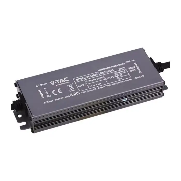 Legnépszerűbb V-TAC LED Fémházas szerelhető vízálló tápegység 60W 5A 12V IP67 - 24263