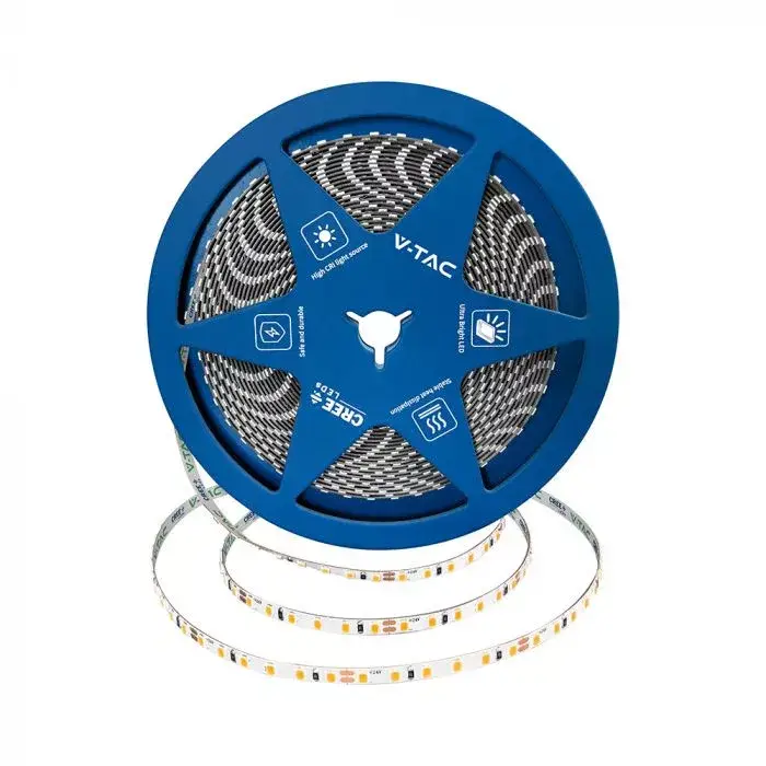 Expressz szállítás V-TAC LED szalag 5mm széles SMD2835 120LED/M 8W/M 24V IP20 3000K (CREE Chip) - 240806