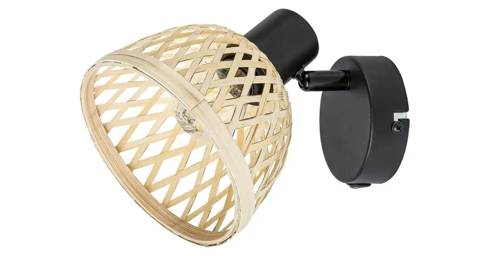 Biztonságos fizetés Rabalux RATTAN spotlámpa E14 fém matt fekete rattan natúr - 3133