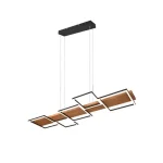 Trio HARPER függeszték fém, fa, fekete, barna, LED, 3000K, 42W, 5700lm - 322910532 Árengedmény