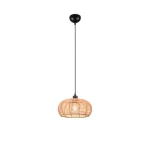 Trio INGA függeszték fém, rattan, fekete, természetes, E27 - 312200136 Utolsó esély