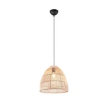 Utolsó esély Trio RIKE függeszték fém, rattan, fekete, természetes, E27 - R31131036
