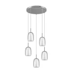 Trio BARRET függeszték fém, üveg, króm, áttetsző, fehér, E14 - 317530506 Akció