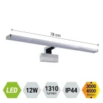 Biztonságos fizetés Prezent TREMOLO PLUS fürdőszobai fali lámpa fém, műanyag, króm, fehér, LED, 3000K - 4000K, 12W, 1310lm, IP44 - 70228
