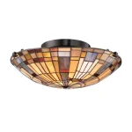 Ajánlat Elstead INGLENOOK mennyezet lámpa fém, üveg, bronz, sokszínű, E27 - ELS-QZ-INGLENOOK-F-SMALL