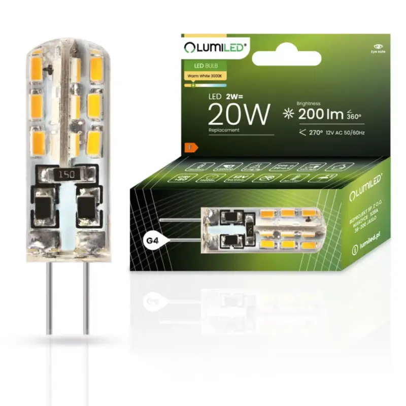 G4 kapszula LED izzó 2W = 20W 200lm 3000K 270° LUMILED Alacsony ár