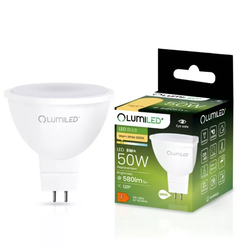 LED izzó GU5.3 MR16 6W = 50W 580lm 3000K120° LUMILED Kihagyhatatlan ajánlat
