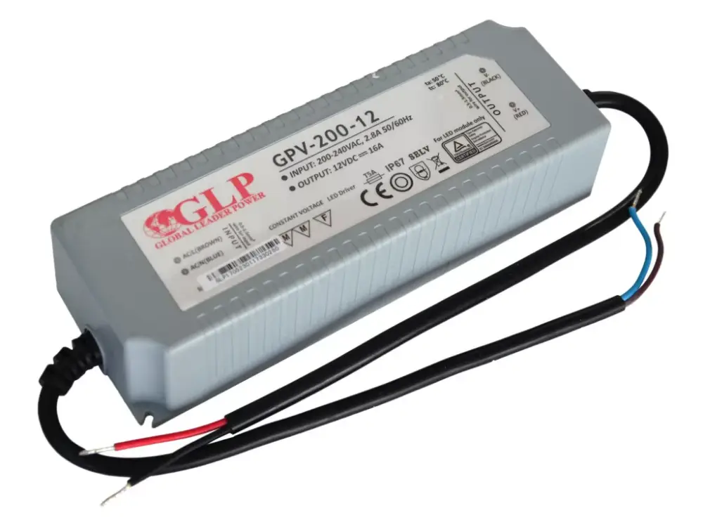 Feszültség LED tápegység 12V 192W 16A GPV-200-12 GLP hermetikus Gyors kiszállítás
