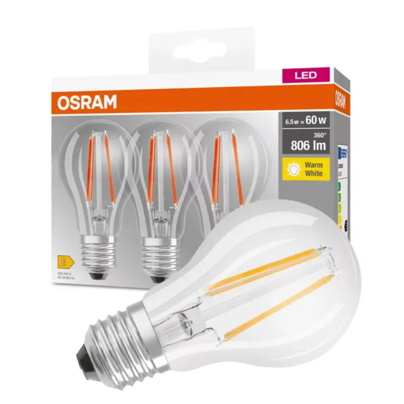 3db LED izzó E27 A60 6.5W = 60W 806lm 2700K360° OSRAM Végkiárusítás