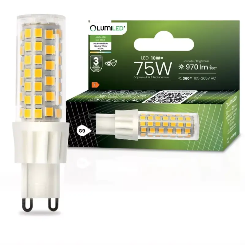 G9 LED izzó KAPSZULA 10W = 75W 970lm 4000K Semleges 360° LUMILED Prémium
