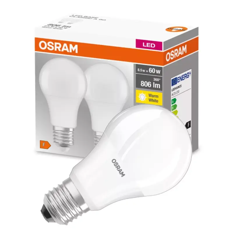 2db LED izzó E27 A60 8.5W = 60W 806lm 2700K300° OSRAM Kedvezmény