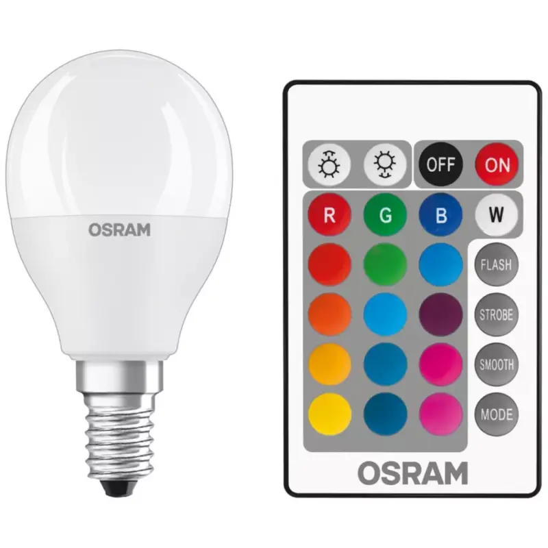 Kiárusítás E14 P45 LED izzó 5,5 W = 40 W 470 lm RGBW 200° OSRAM Star + távirányító