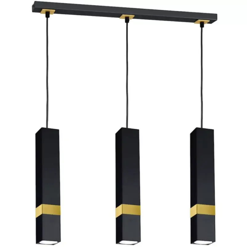 Azonnal elérhető Függesztett lámpa Tuba Zwis VIDAR Fekete + arany 3x GU10 Milagro Metal Modern stílusban