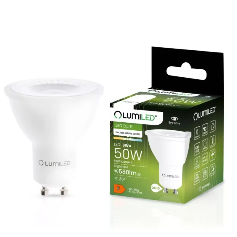Legnépszerűbb GU10 LED izzó 6W = 50W 580lm 4000K semleges 36° LUMILED