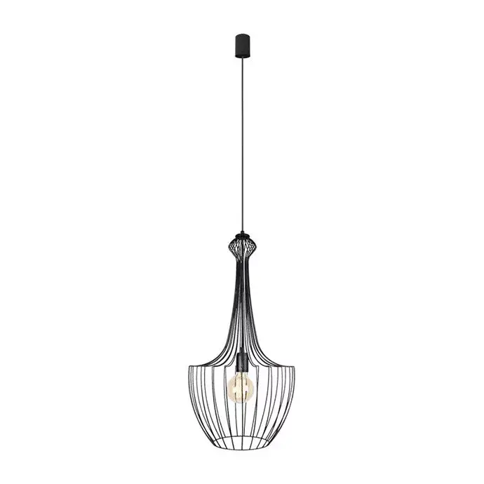 Olcsó LUKSOR S 8851 Nowodvorski mennyezeti lámpa fekete E27 függesztett drót acél ⌀37 cm minimalista