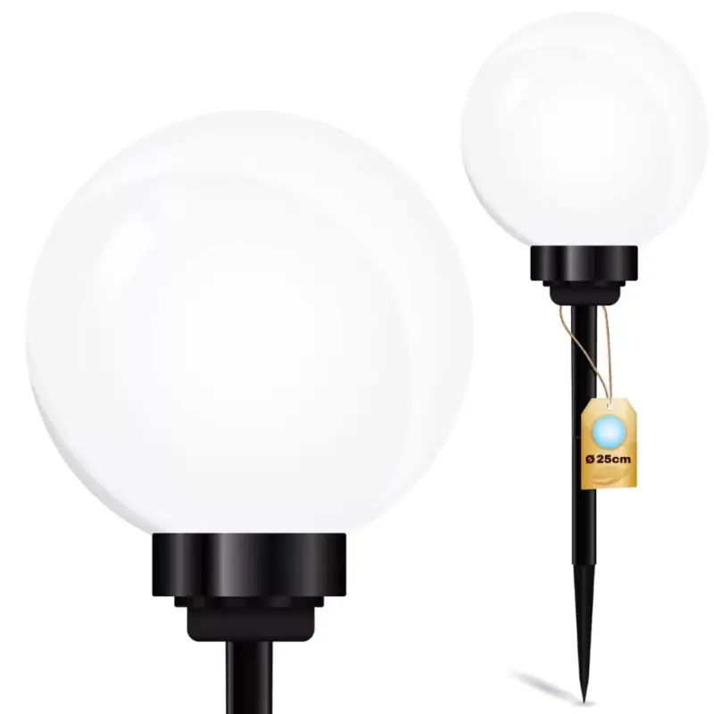 Kihagyhatatlan ajánlat LED napelemes kerti lámpa fehér és fekete KULA 25cm beágyazott 6500K hideg