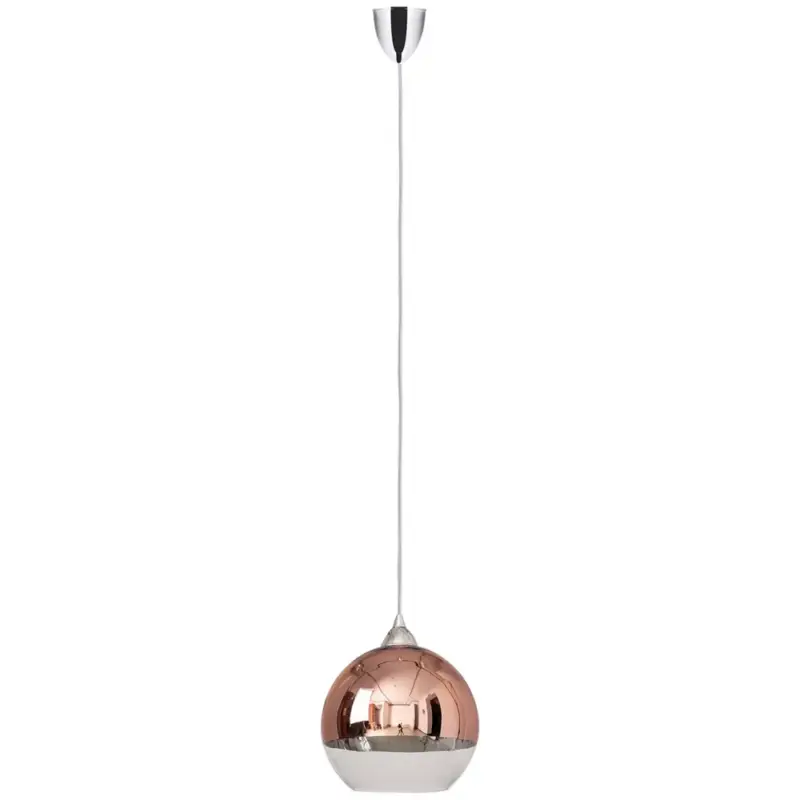 GLOBE 5764 Nowodvorski mennyezeti lámpa réz E27 függesztett golyós acél+üveg ⌀25 cm modern Árengedmény