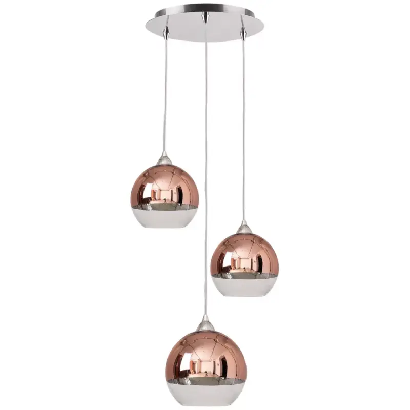 GLOBE 9307 Nowodvorski mennyezeti lámpa réz 3xE27 függesztett golyós acél+üveg ⌀35 cm modern Bestseller