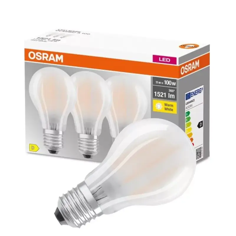 3PAK LED izzó E27 A60 11W = 100W 1521lm 4000K semleges 300°-os izzószál OSRAM ALAP Prémium