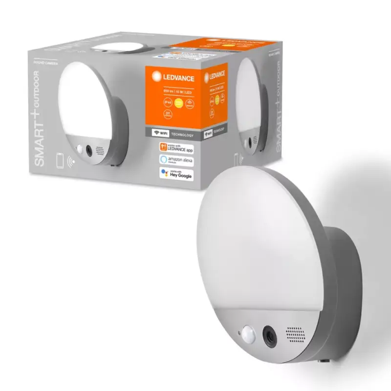LED FALI LÁMPA 15W 950lm 3000k GREY mozgásérzékelővel és HD kamerával LEDVANCE Smart+ WiFi Népszerű