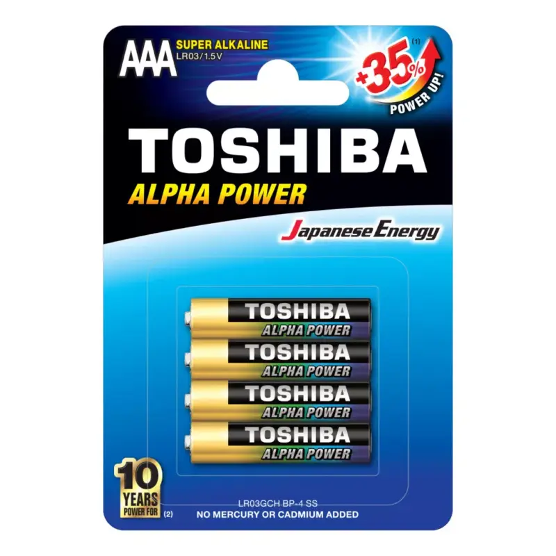 TOSHIBA ALPHA POWER LR03 AAA 1,5 V alkáli elemek buborékcsomagolás 4 darab Ne maradj le