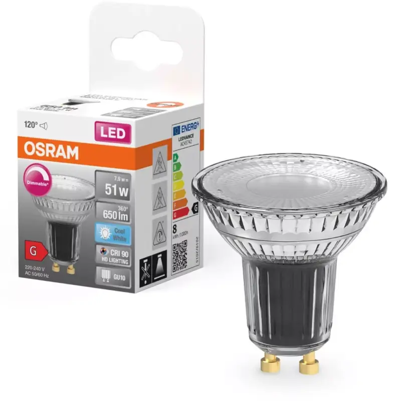 GU10 LED izzó 8.3W = 80W 575lm 4000K Semleges 120°-ban szabályozható OSRAM SUPER STAR Csak ma