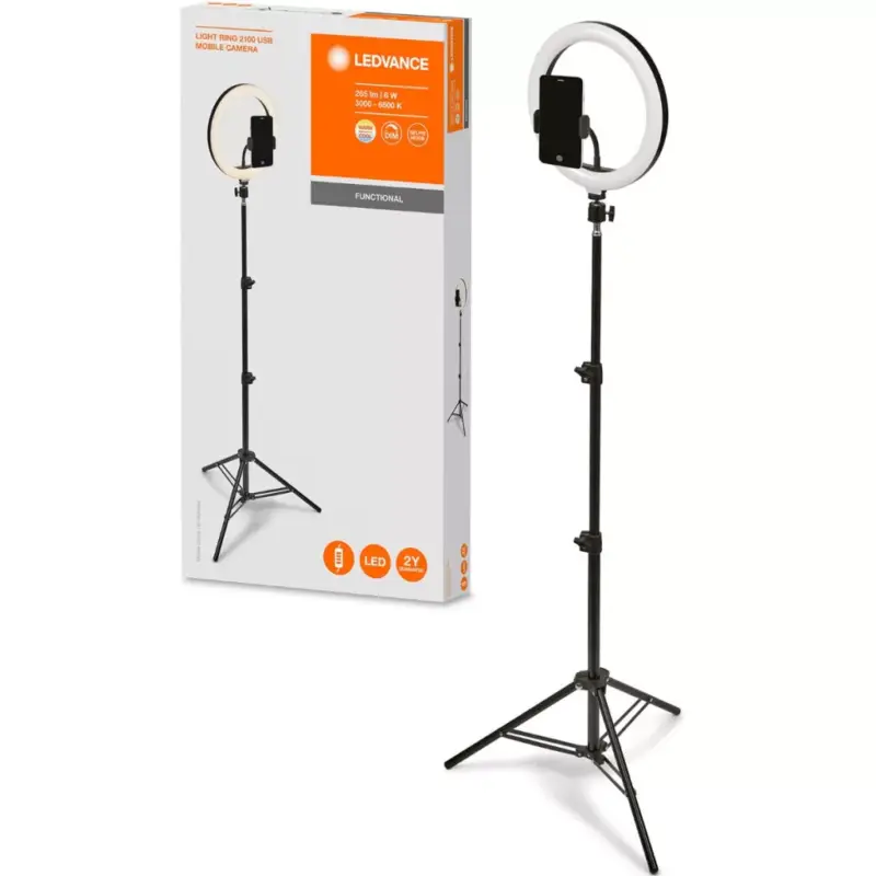 Akciós ár Mobil LED gyűrűs állólámpa szelfihez 6W 250lm CCT 26cm Bluetooth LEDVANCE + távirányító