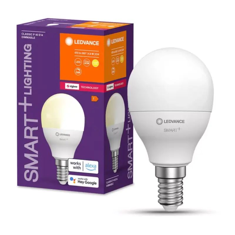 E14 P45 LED izzó 4.9W 470lm 2700K meleg LEDVANCE SMART+ ZigBee szabályozható Szuper akció