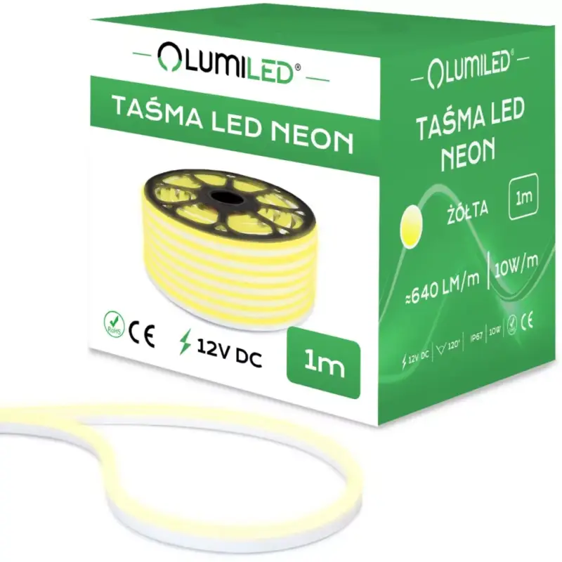 Gyors kiszállítás NEON LED szalag 12V 10W 120LED Sárga IP67 6x12mm 1m Lumiled