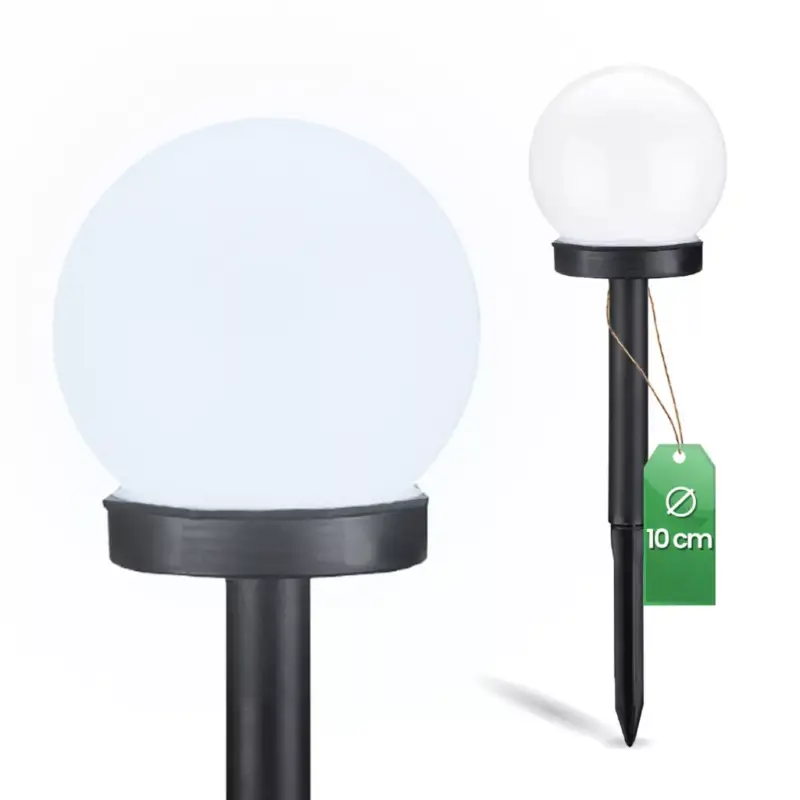 Azonnali szállítás LED napelemes kerti lámpa ATRIS szegecses fehér golyós 10cm LUMILED