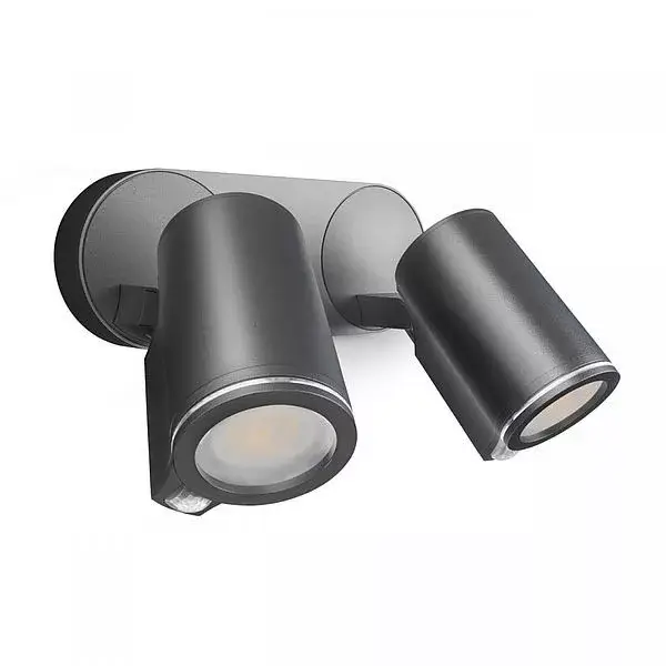 Kerti lámpa magassági fali lámpa SPOT DUO érzékelő 2xGU10 LED IP44 13.4W 3000K érzékelő antracit acél Gyors kiszállítás