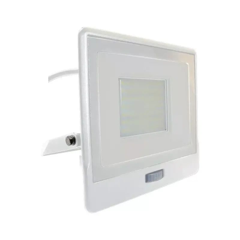 LED reflektor 50W 4000lm 3000K IP65 Fehér mozgásérzékelővel és CUT-OFF funkcióval Samsung Chip VT-158S-1-W V-TAC Legkelendőbb