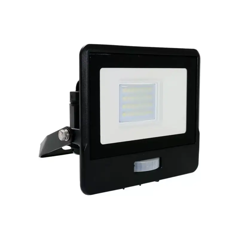 LED reflektor 20W 1510lm 6500K IP65 Fekete tompa, mozgásérzékelővel és CUT-OFF funkcióval Samsung Chip VT-128S-B V-TAC Biztonságos vásárlás