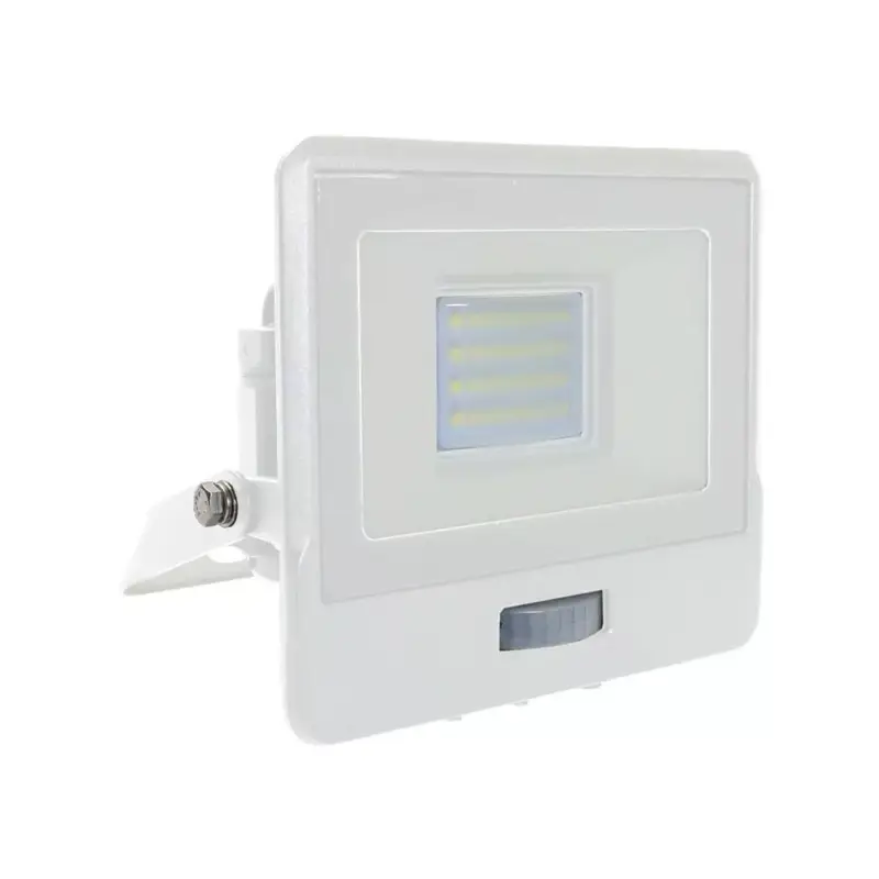 Gyors kiszállítás LED reflektor 20W 1510lm 6500K IP65 Fehér tompa, mozgásérzékelővel és CUT-OFF funkcióval Samsung Chip VT-128S-W V-TAC