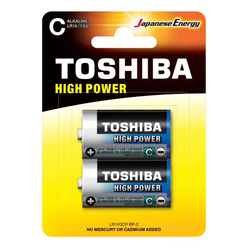 Biztonságos fizetés TOSHIBA HIGH POWER LR14 1,5 V alkáli elemek 2 db-os buborékcsomagolás