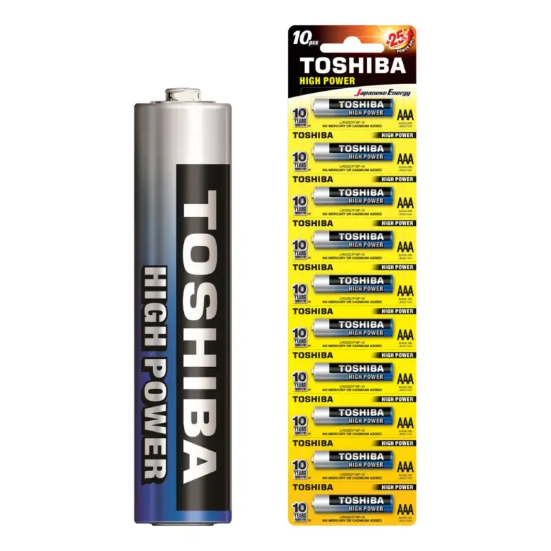 Rendeld meg most TOSHIBA NAGYTELJESÍTMÉNY LR03 AAA 1.5V MATRICRA alkáli elemek 10db
