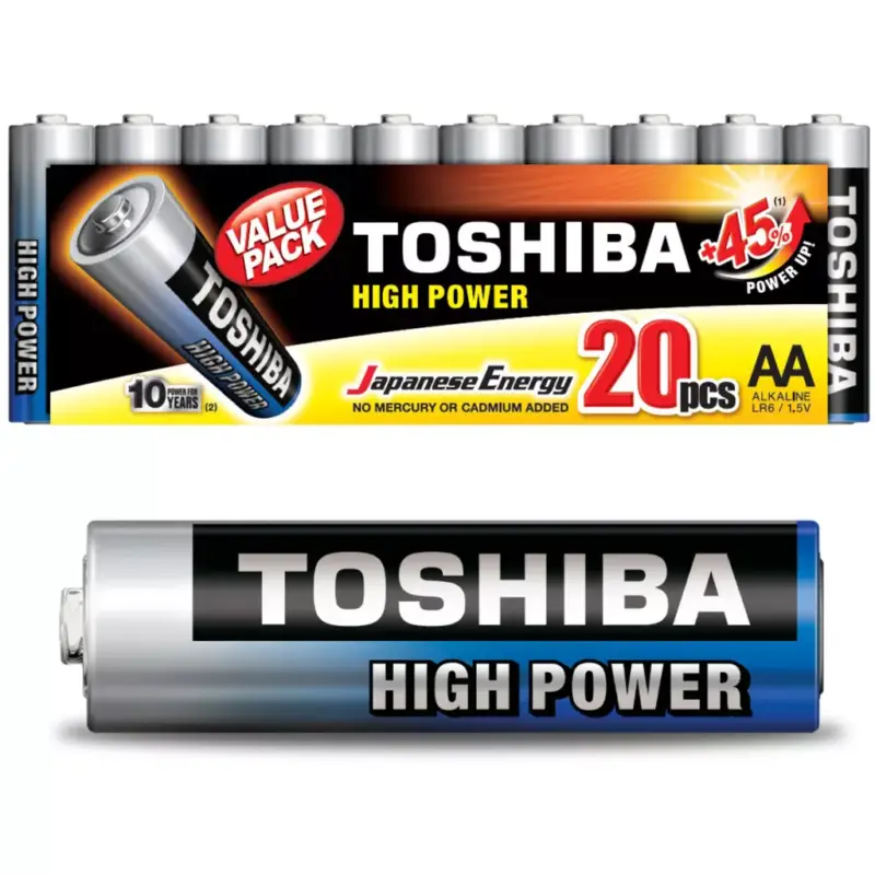 TOSHIBA HIGH POWER LR6 AA 1,5V alkáli elemek CSOMAG 20db Gyors szállítás
