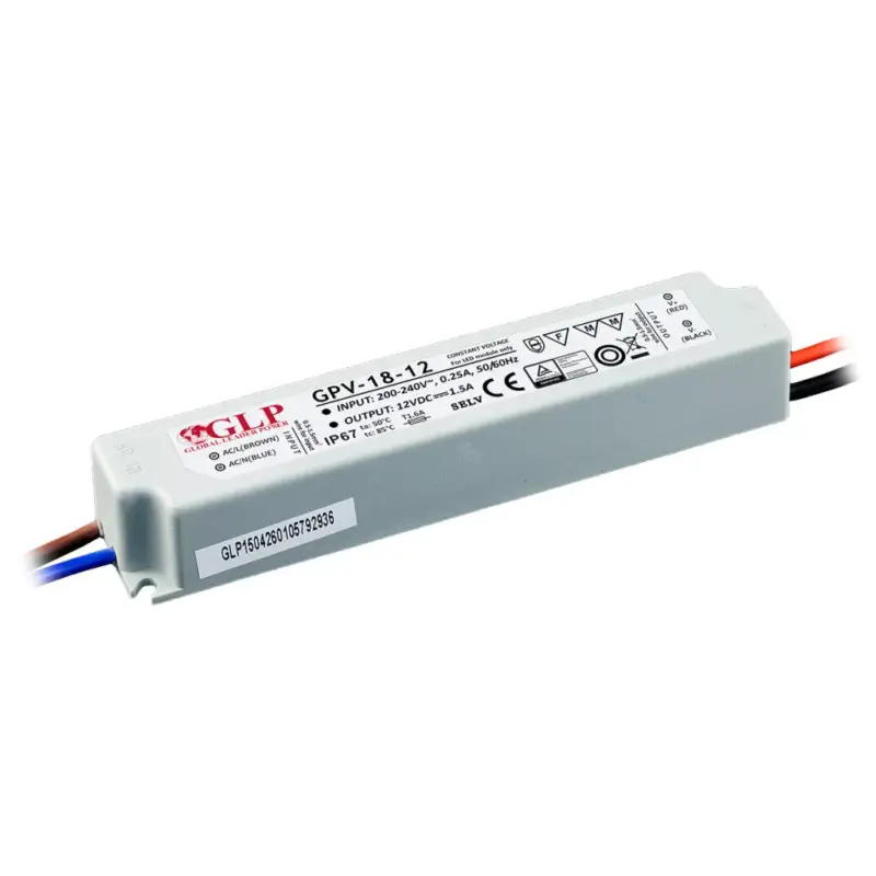 FESZÜLTSÉG LED tápegység 12V 18W 1.5A GPV-18-12 GLP IP67 HERMETIC Expressz kézbesítés