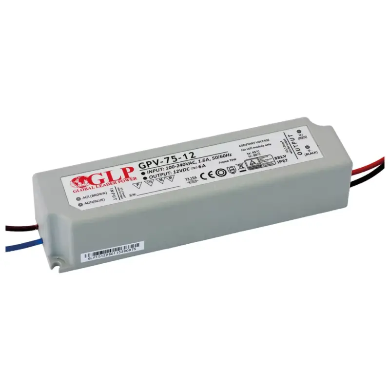 Feszültség LED tápegység 12V 72W 6A GPV-75-12 GLP IP67 hermetikus Nézd meg most