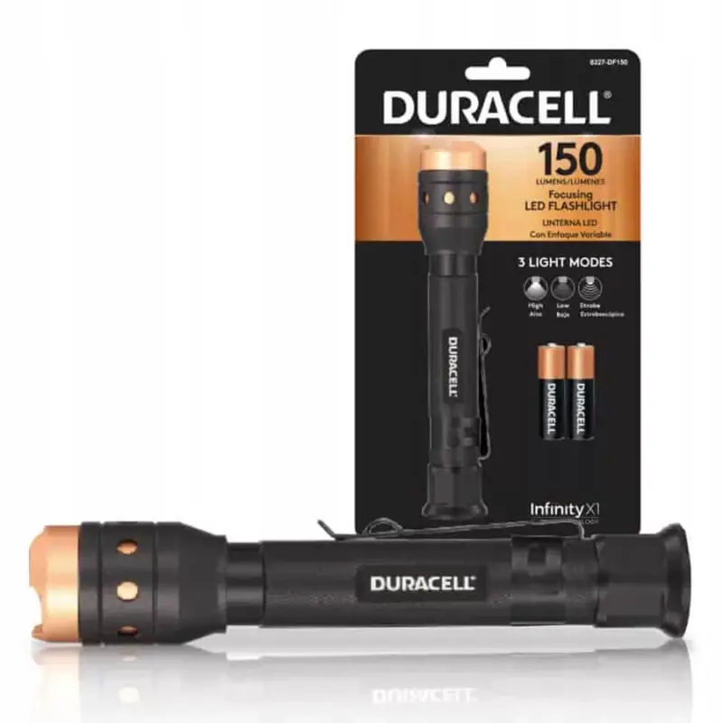 Népszerű Alumínium LED zseblámpa kézi taktikai elem 2xAAA 150lm 3 mód DURACELL