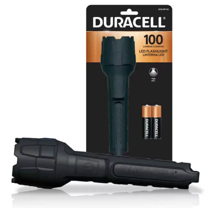 Gumi LED zseblámpa kézi taktikai elem 2xAA 100lm DURACELL Különleges ajánlat